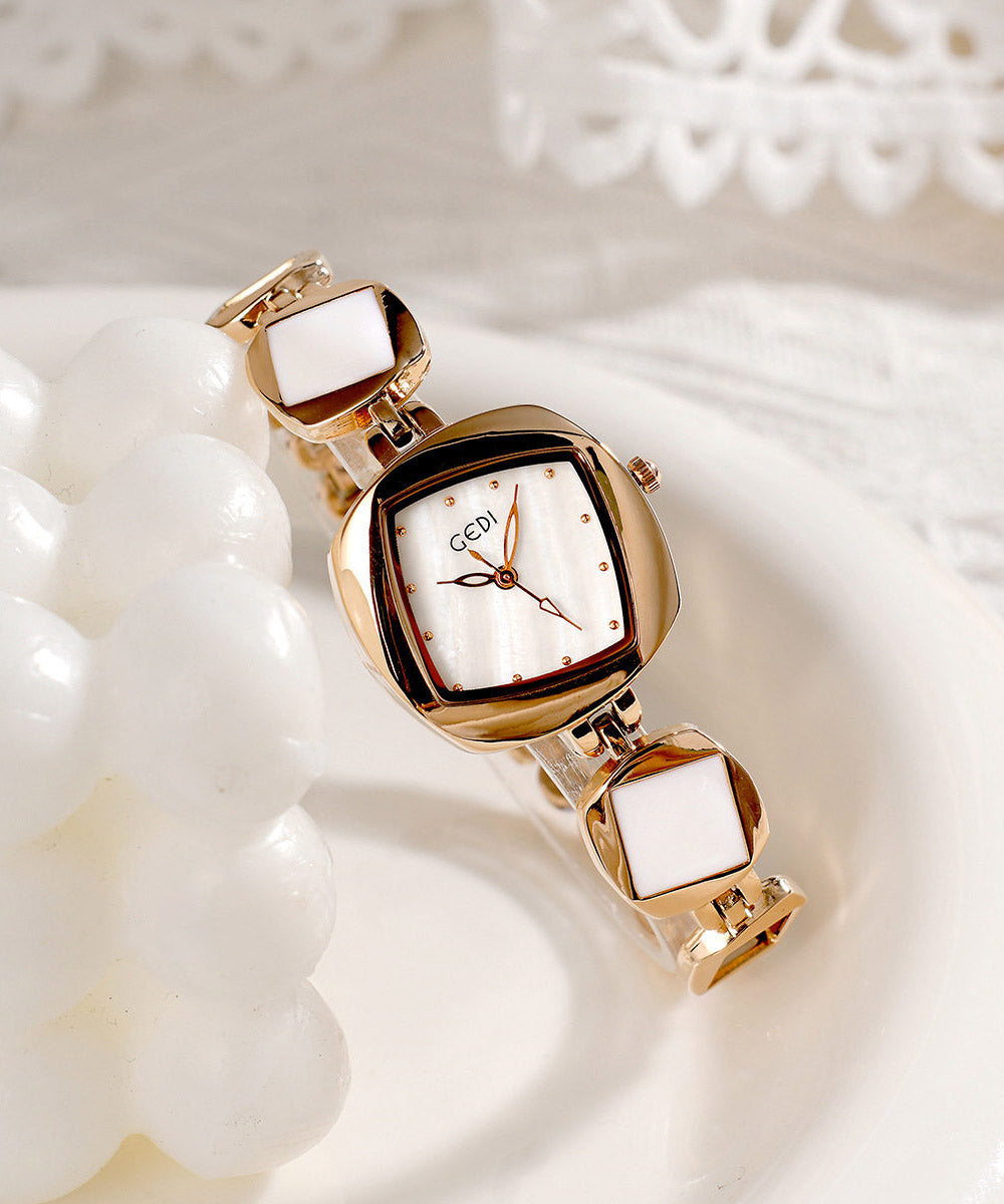 Pink Alloy Asymmetrical Diamond Fritillary Bulb Waterproof Watches