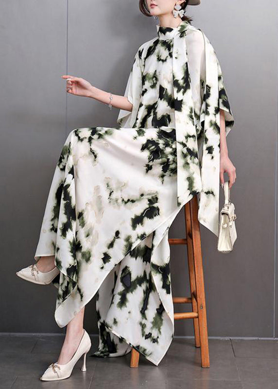Print Long Dresses Batwing Sleeve