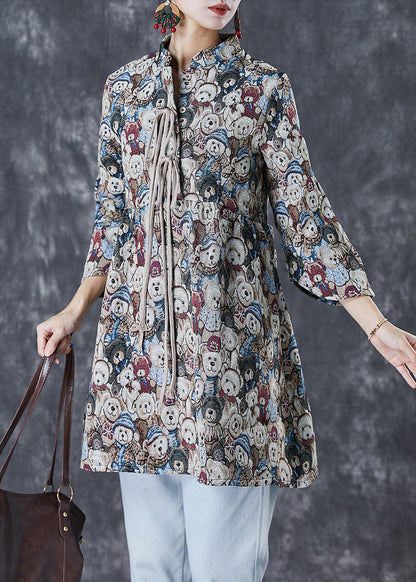 Bear Print Cotton Shirts Bracelet Sleeve