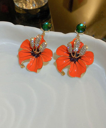Orange Sterling Silver Zircon Oil Dirp Drop Earrings