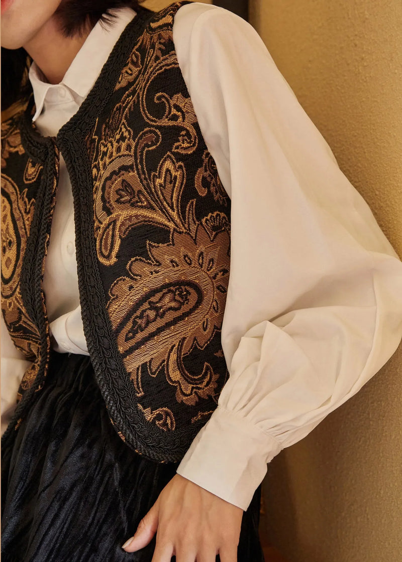 Jacquard Embroideried Patchwork Waistcoat Sleeveless