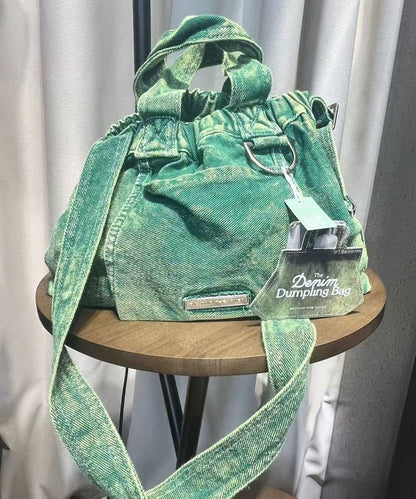 Green Tie Dye Denim Versatile Tote Bag
