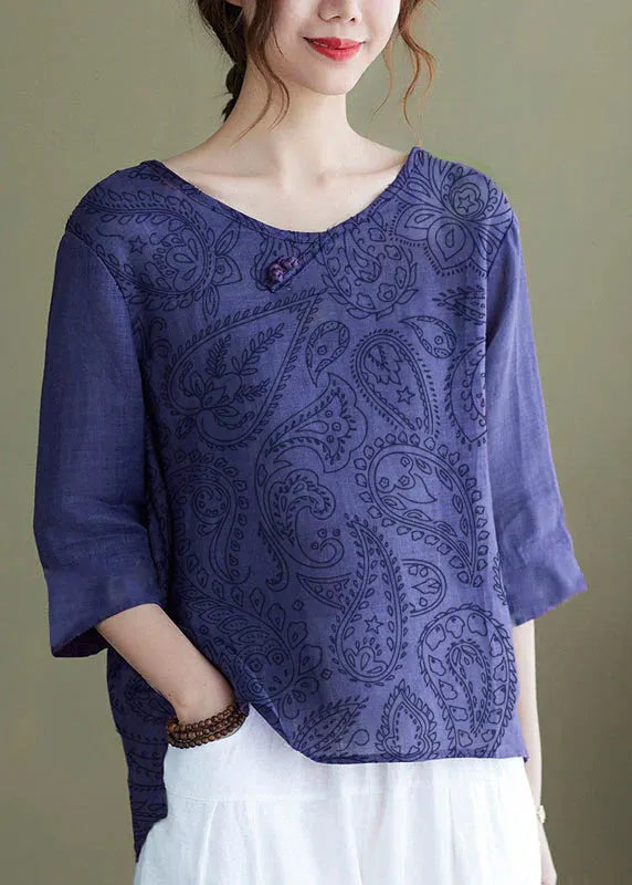 Diy Pink Crane Embroidered Side Open Half Sleeve Top