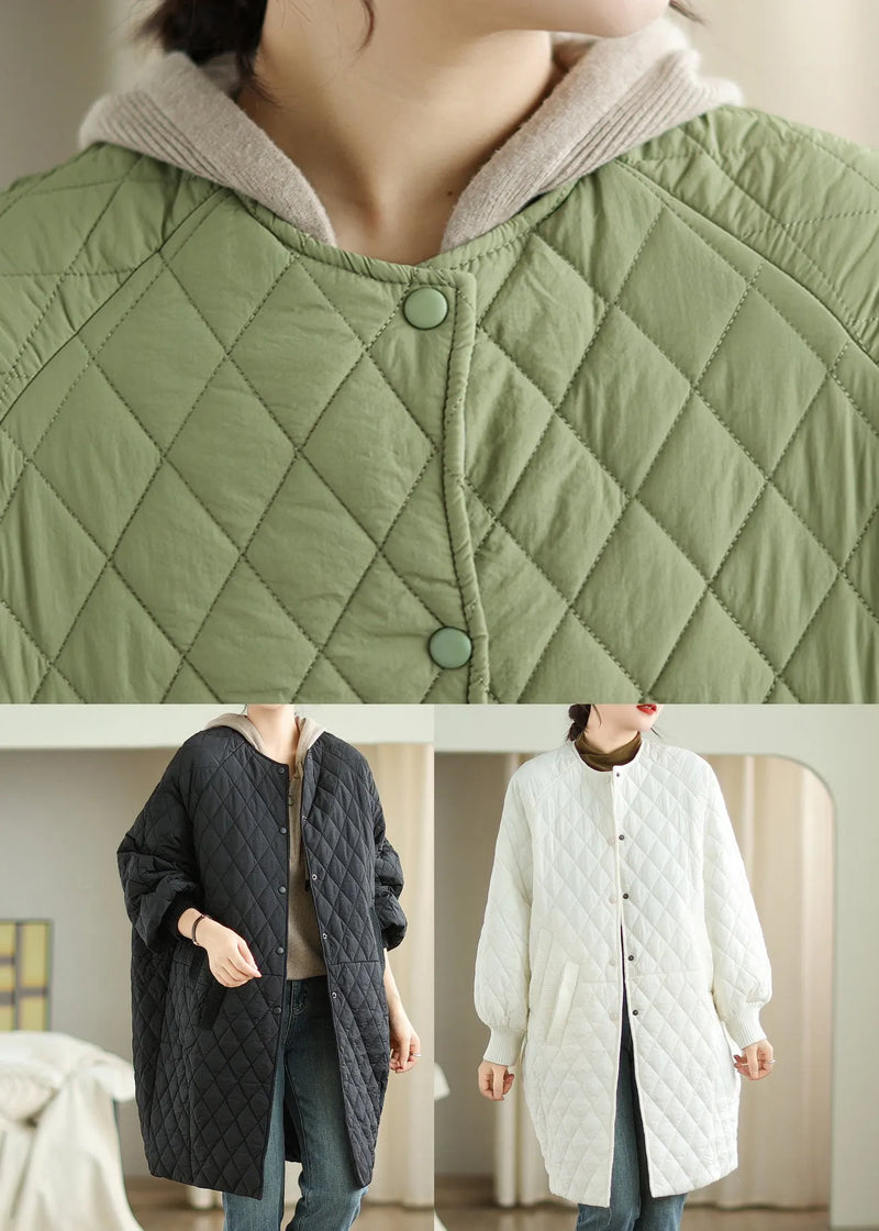 Stylish White Hooded Pockets Fine Cotton Filled Coat Winter