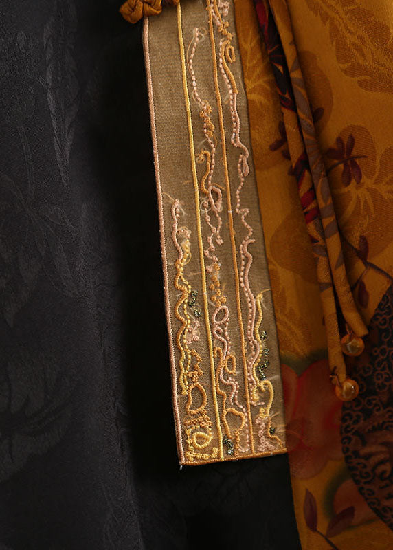 Yellow Asymmetrical Patchwork Fine Silk Top Bracelet Sleeve