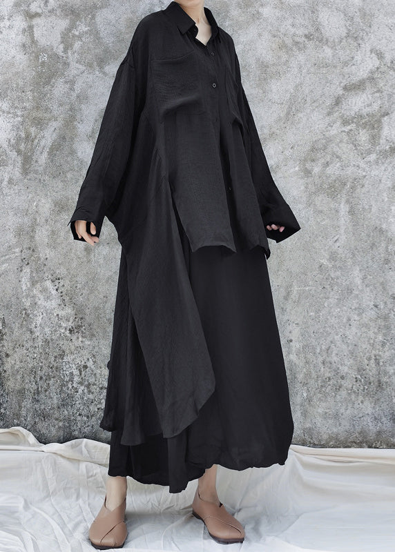 White Peter Pan Collar Asymmetrical Design Cotton Shirt Batwing Sleeve