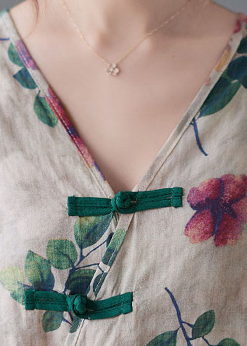 Apricot V Neck Print Shirts Half Sleeve
