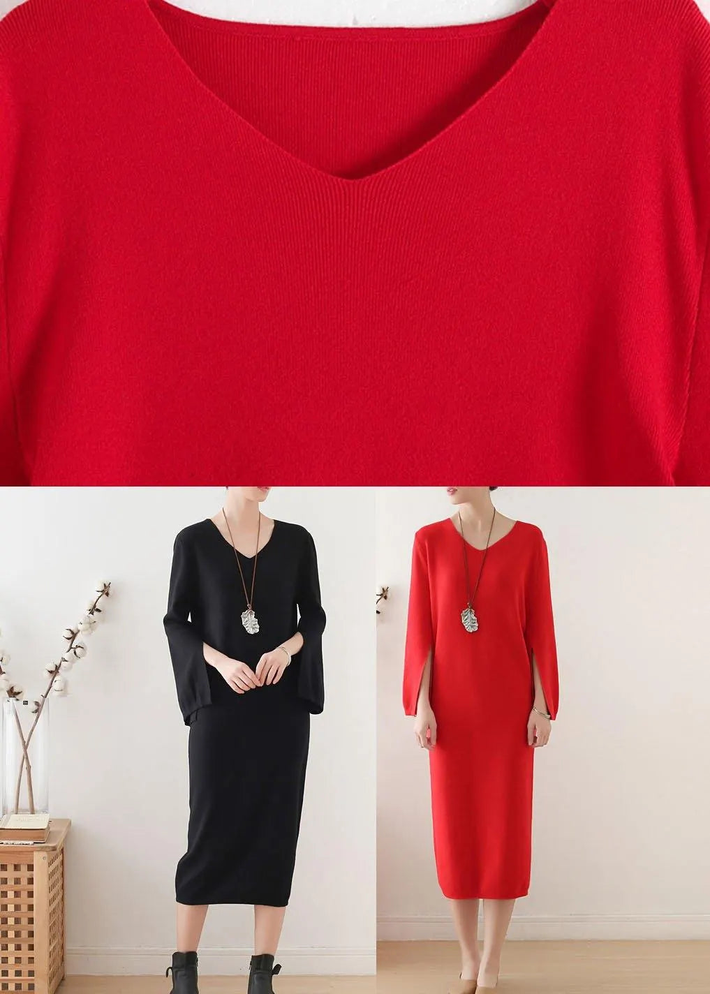 Black Long Sleeve Fall Slim Fit Knit Dress
