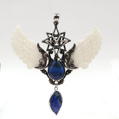 Enchanted Crystal Angel Wing Merkaba Pendant