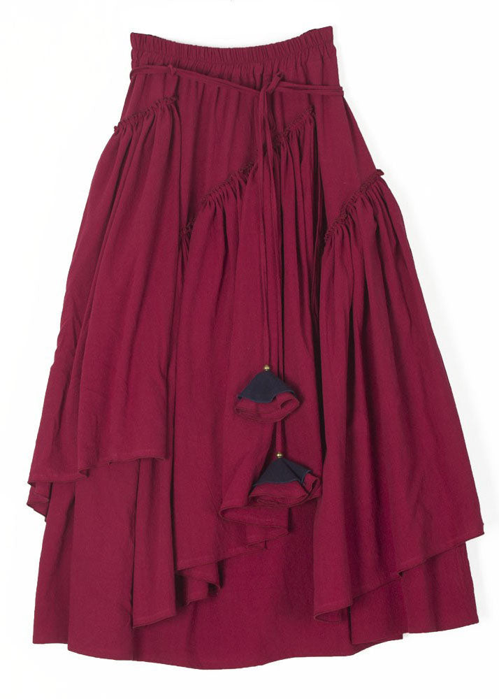 Mulberry Asymmetrical Drawstring Skirts Spring