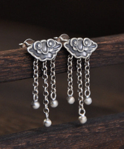 Silk Sterling Silver Xiangyun Tassel Drop Earrings