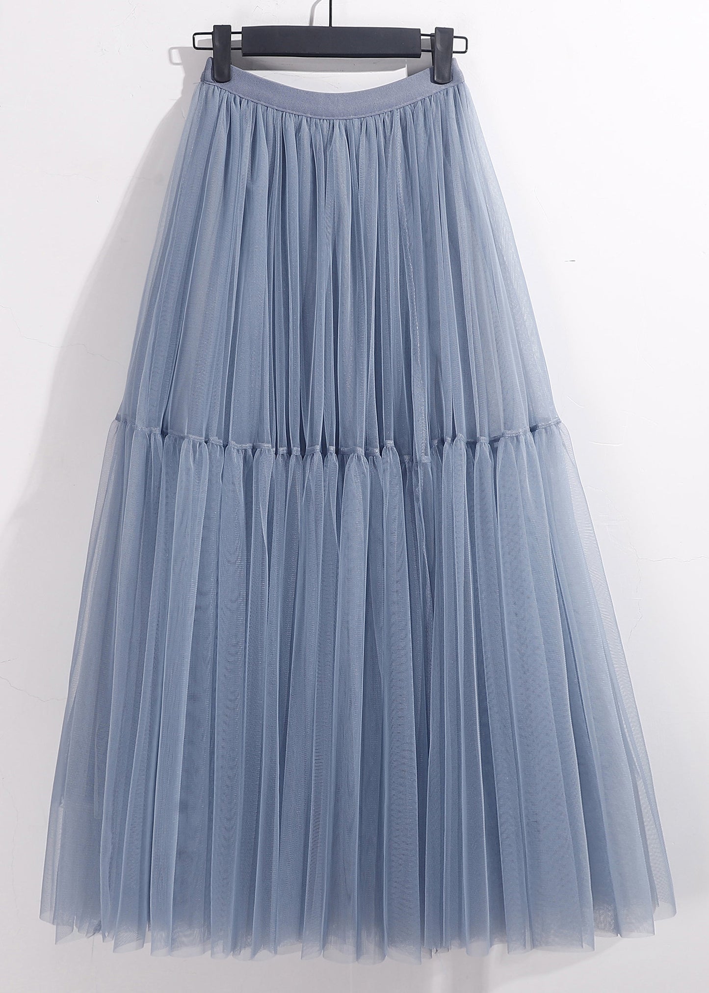 Loose Blue High Waist Tulle Pleated Skirt