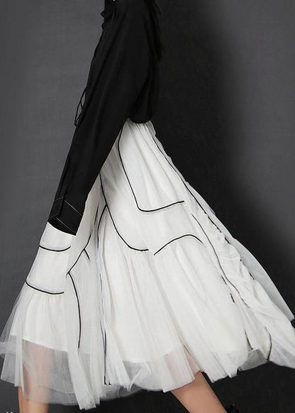 White High Waist Cinched Summer Skirts