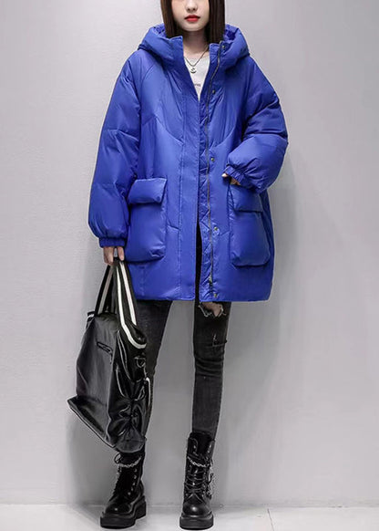 Novelty Purple Zippered Button Hooded Duck Down Down Coats Winter