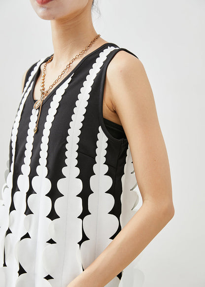 Style Black Cotton Mid Dress Sleeveless