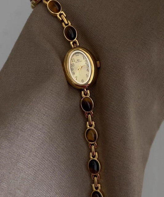 Fine Gold Metal Alloy Tempered Glass Quartz Movement Watches