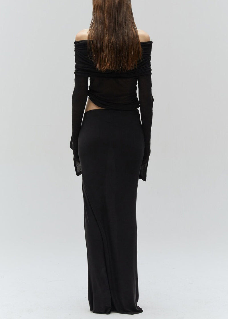 Black Hollow Out Cotton Two Pieces Set Fall