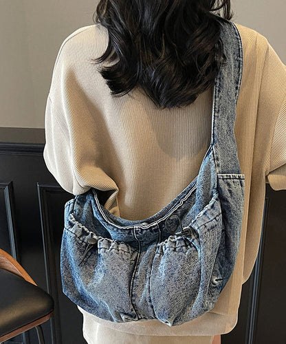 Blue Denim Pockets Large Capacity Crossbody Bag