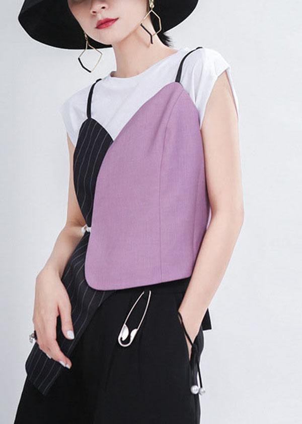 White O-neck Graphic Summer T Shirt Sleeveless