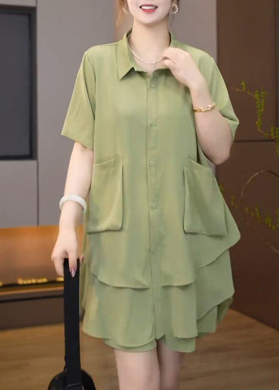 Fruit Green Oversized Patchwork Two-piece Set Summer