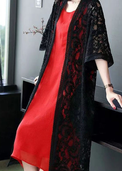 Black Hollow Out Lace Cardigans Summer