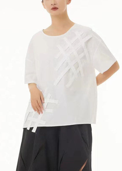 White O-neck Oversized Cotton Tank Tops Summer