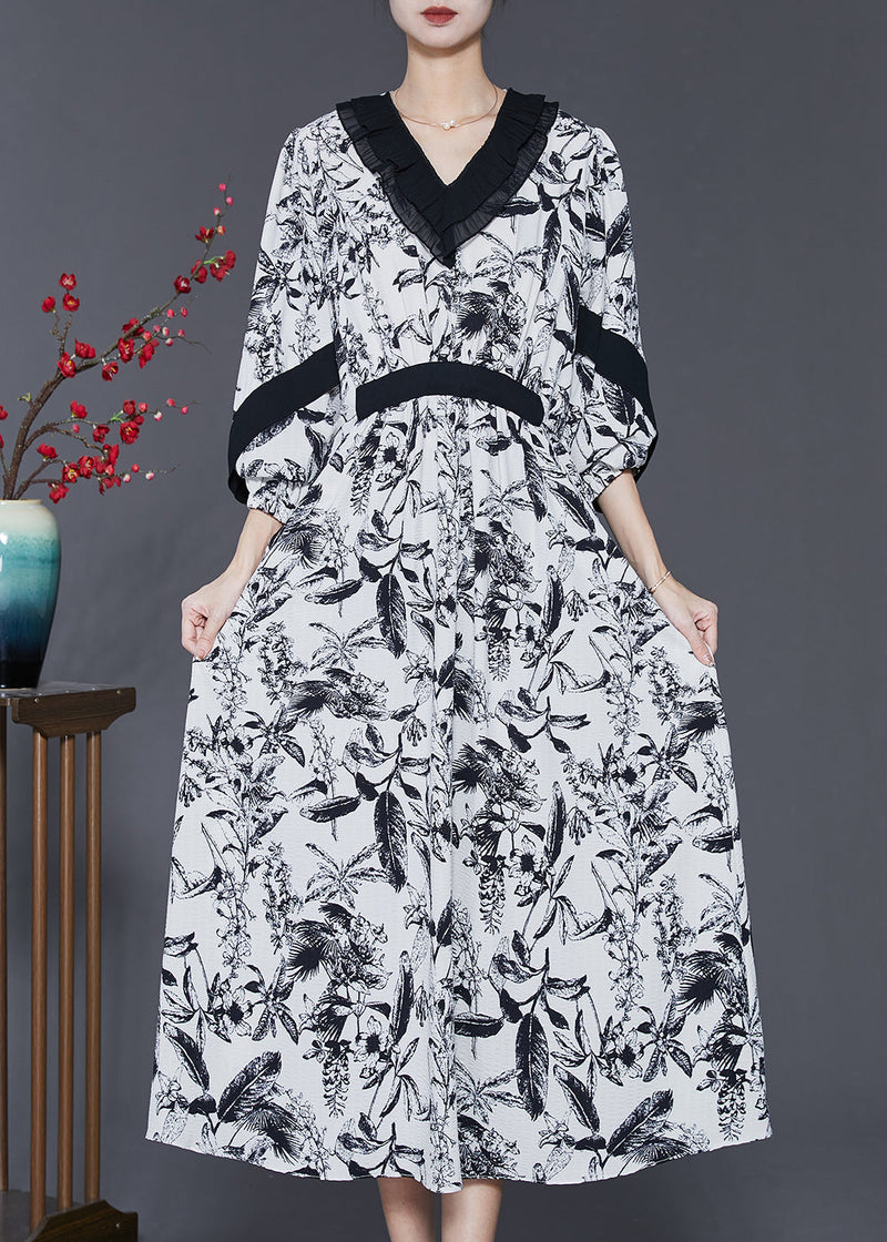 Original Design White Oversized Ink and Wash Cotton Dress Spring