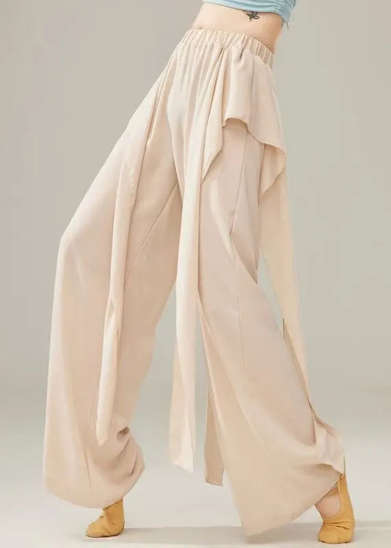Beige Draping Cotton Dance Pants Fall