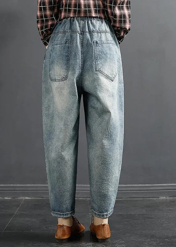 Retro Patch Embroidered Jeans Spring Loose Harem Pants