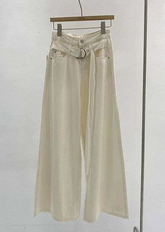 Loose Blue Patchwork High Waist Wide Leg Jeans Spring