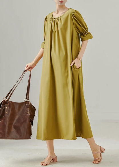 Yellow Cotton Long Dresses Oversized Summer