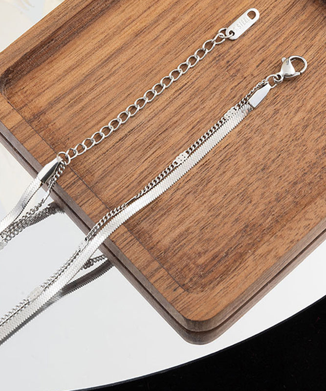Silk Stainless Steel Love Double Layer Love Pendant Necklace