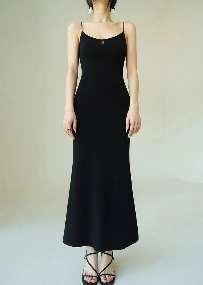 Black Knit Two Pieces Set O-neck Batwing Sleeve