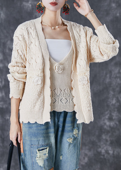 Modern Apricot Oversized Knit Cardigan Two Piece Set Fall