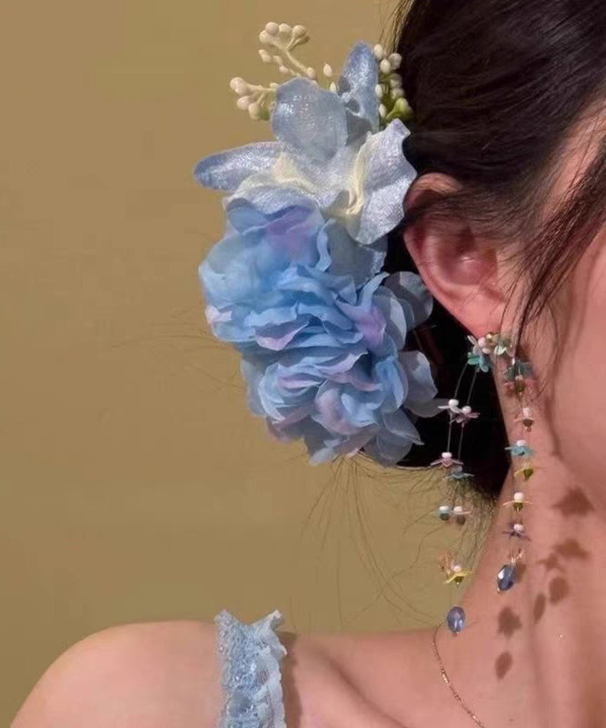 Handmade Blue Alloy Butterfly Pearl Hairpin