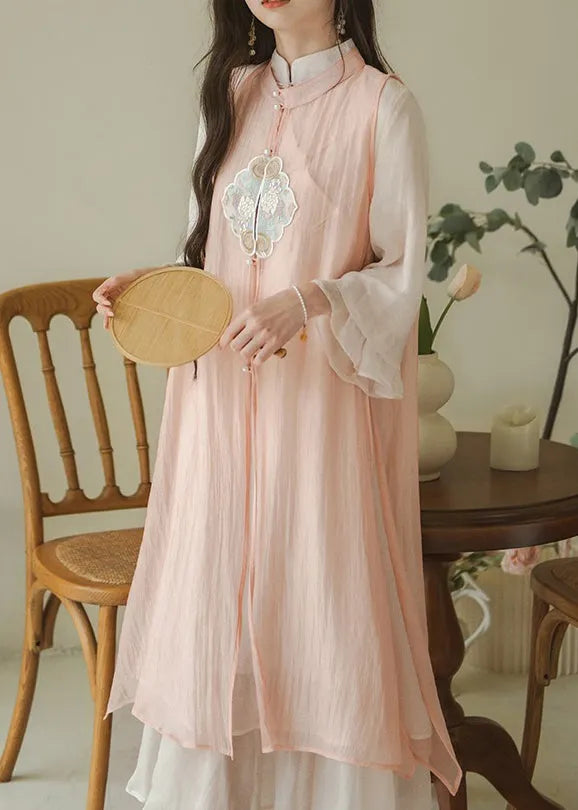 New Chinese Style Stand Collar Embroidered Dress Two-piece Set Autumn