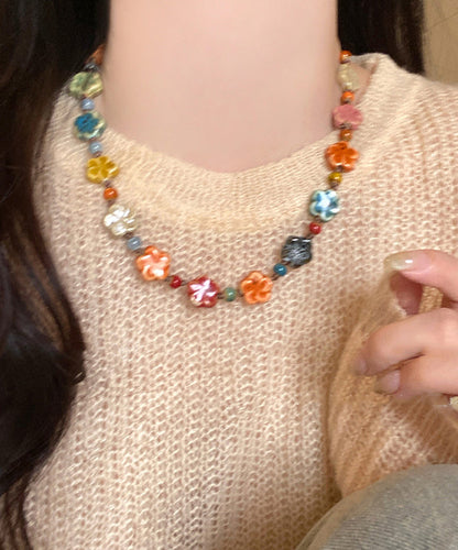 Rainbow Weave Ceramics Gratuated Bead Necklace