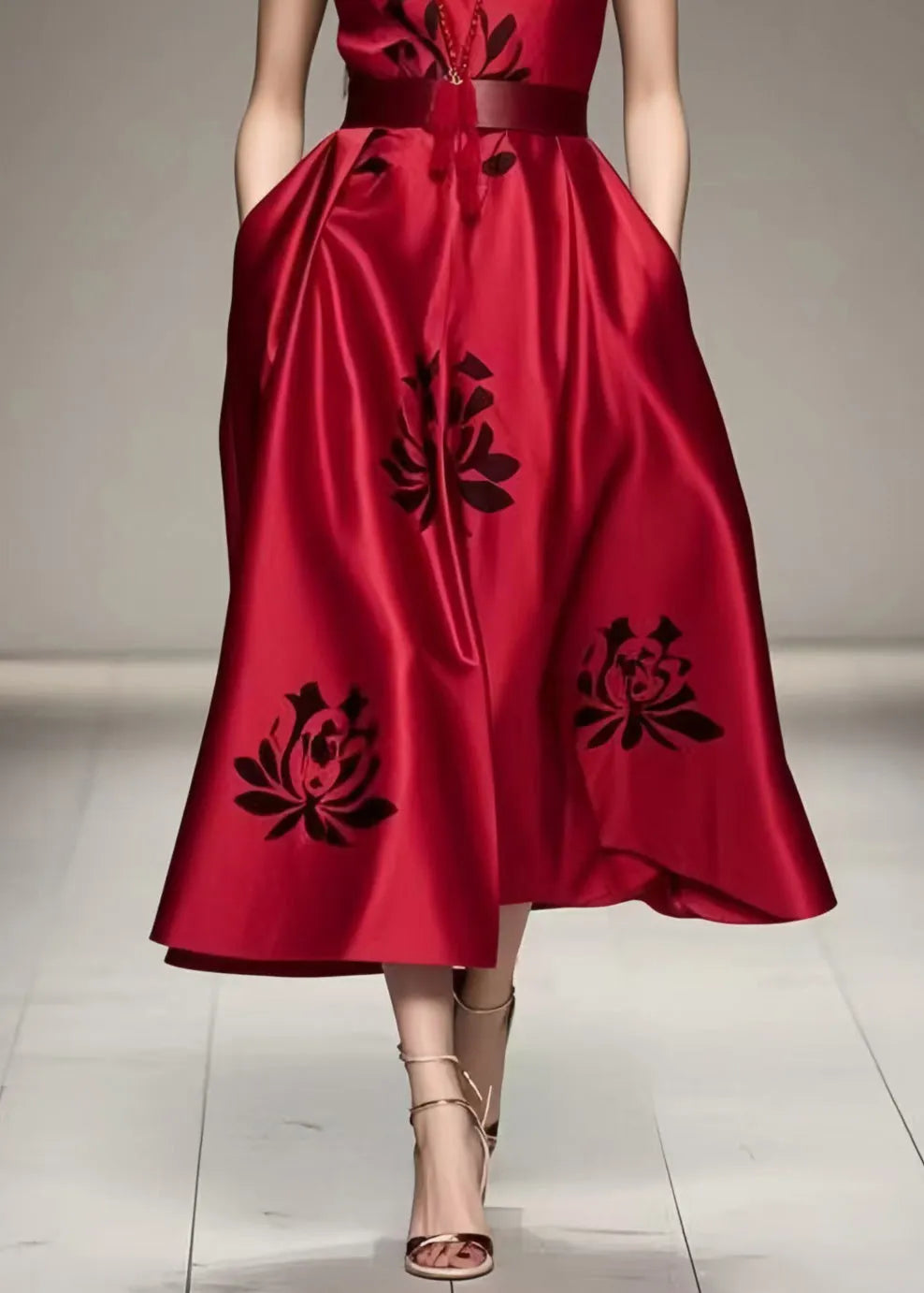 Mulberry Print Silk Cami Dress Cinched Summer