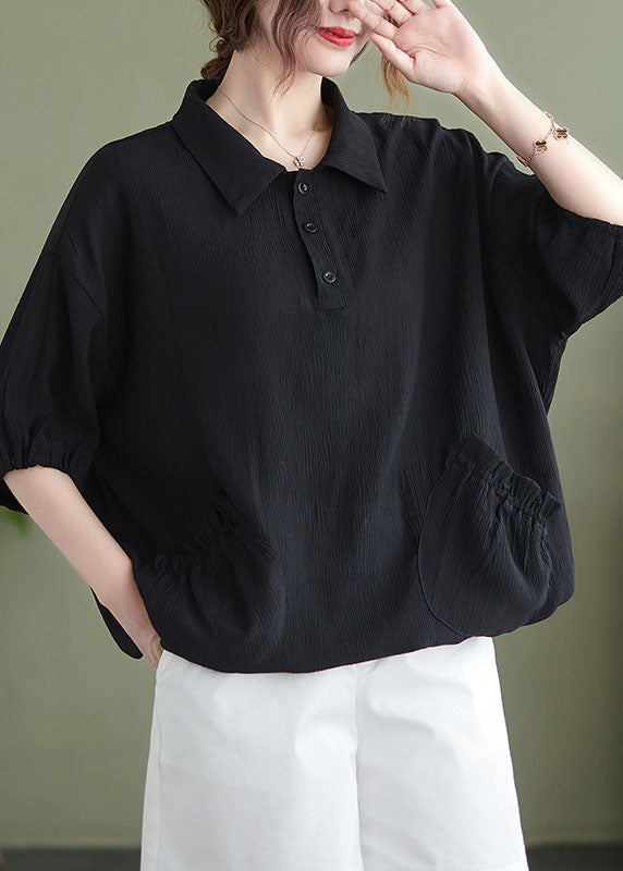 Khaki Patchwork Button T Shirt Short Sleeve