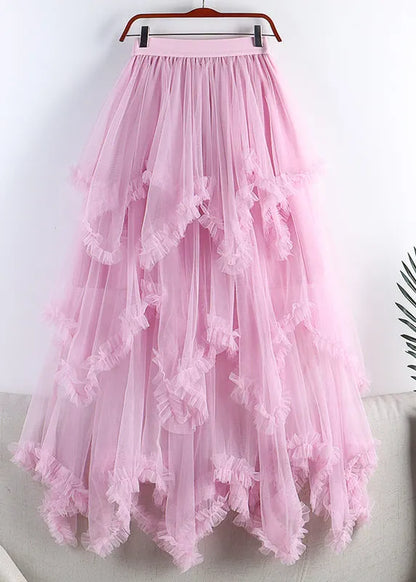 Organic Purple Elastic Waist Tulle a Line Skirts Spring
