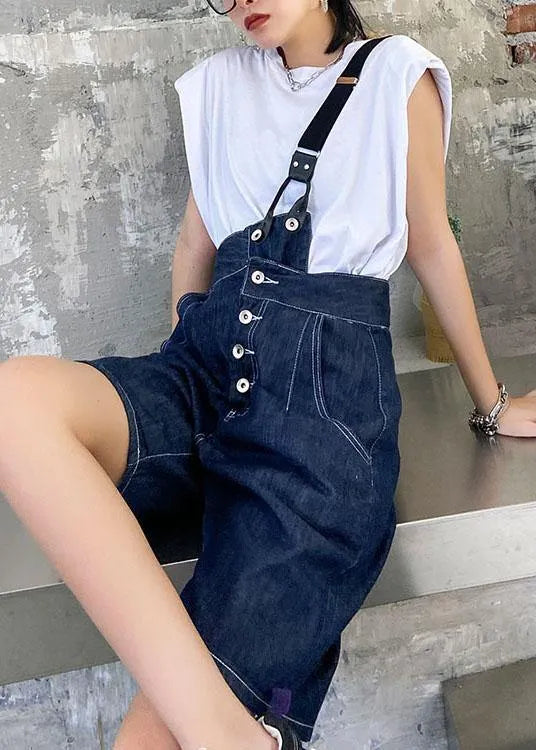 Summer Denim Blue Back With Button Five Pants