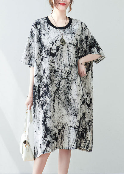 Oversized Ink and Wash Chiffon Mid Dress Summer