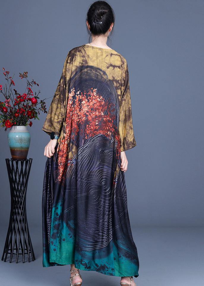 Yellow Print Pockets Summer Spring Party Dress