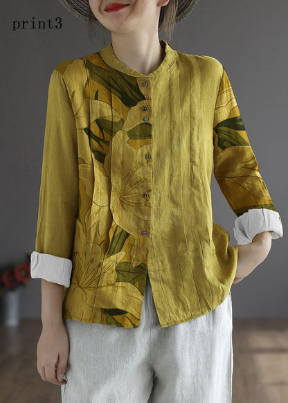 Gray Geometry Button Fall Top Long Sleeve Linen