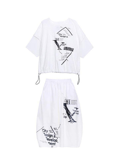 New Style Summer T-shirt Top and Skirt Two Piece Set