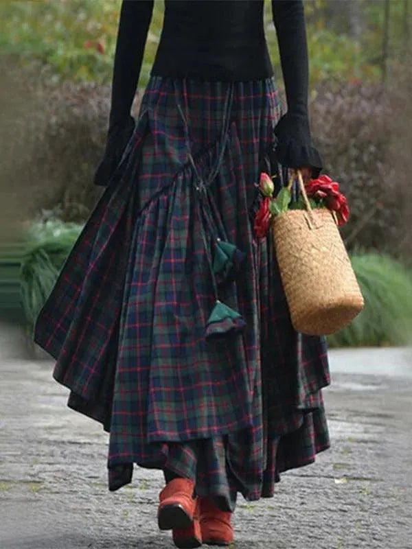 Skirts Irregular Stitching Large Hem Long Skirt
