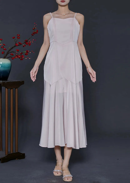 Modern Light Pink Silm Fit Silk Dresses Two Piece Set Summer