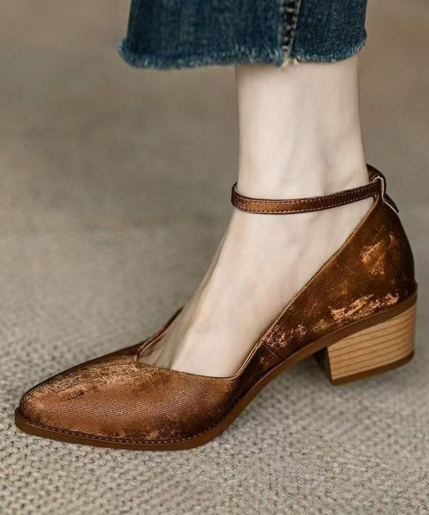 Green Faux Leather Chunky Loafers for Splicing Buckle Strap