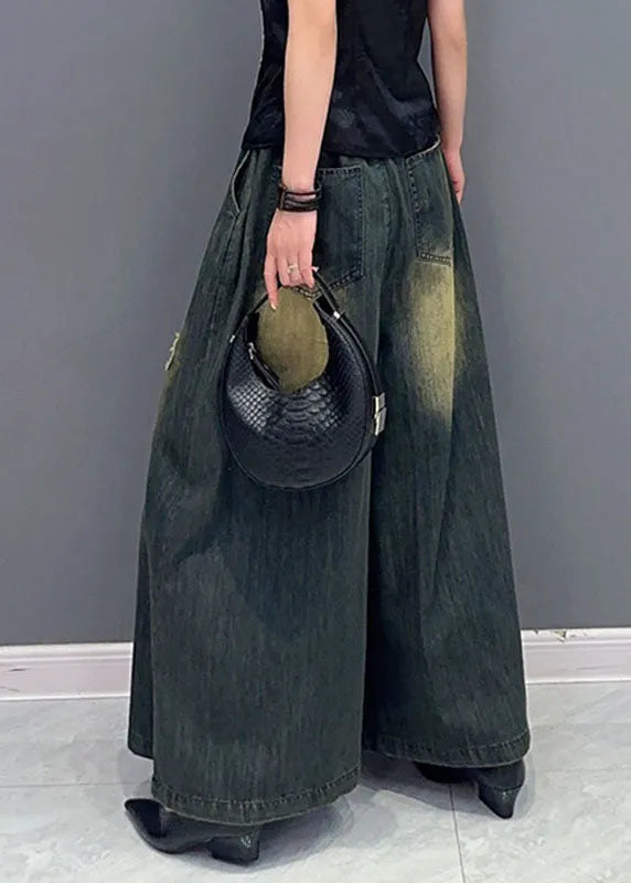 Embroideried Pockets Wide Leg Jeans