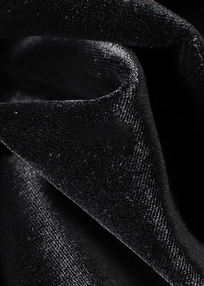 Black Tasseled Print Patchwork Silk Velour Coats Fall
